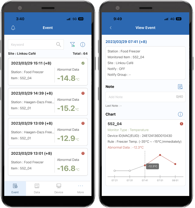 Mobile app event tracking